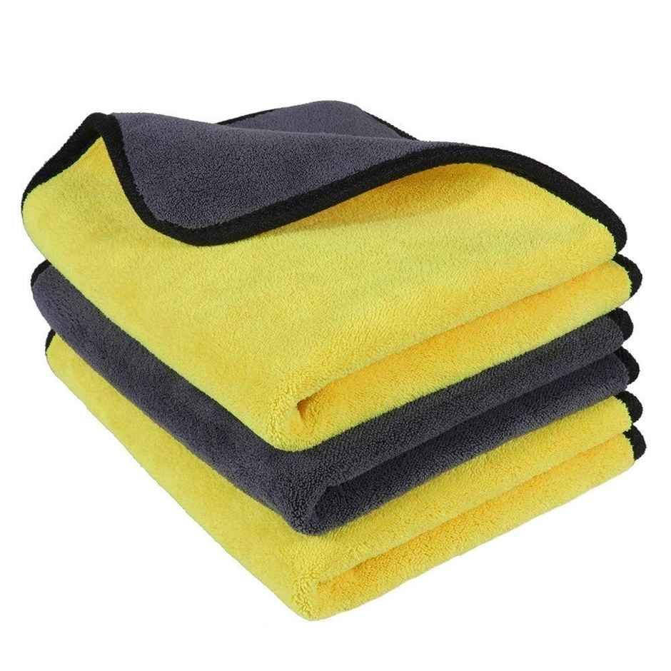 Autofy Multipurpose Microfiber Car Cleaning Cloth (Pack of 3) - Multicolour | 800 GSM | 40cm x 40cm