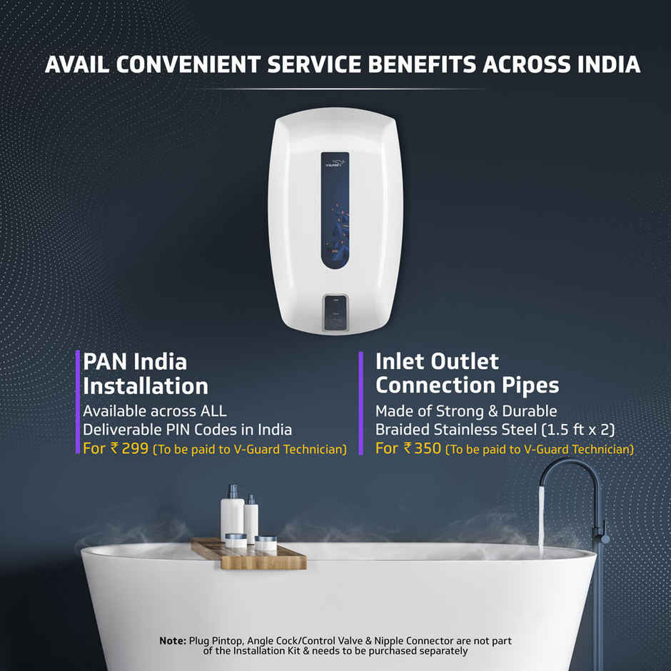 V-Guard Zio Instant Geyser 5 Ltr Wall Mount Water Heater|White-Blue
