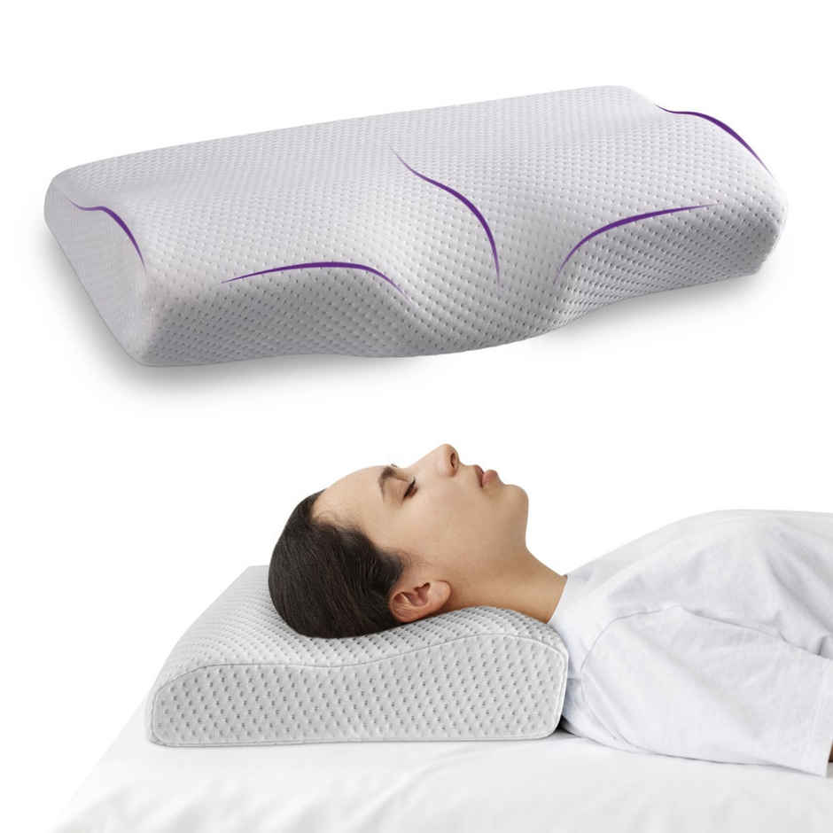 Wakefit Orthopedic Cervical Pillow Large (23x15 x4 Inches) Machine Washable Cover | White