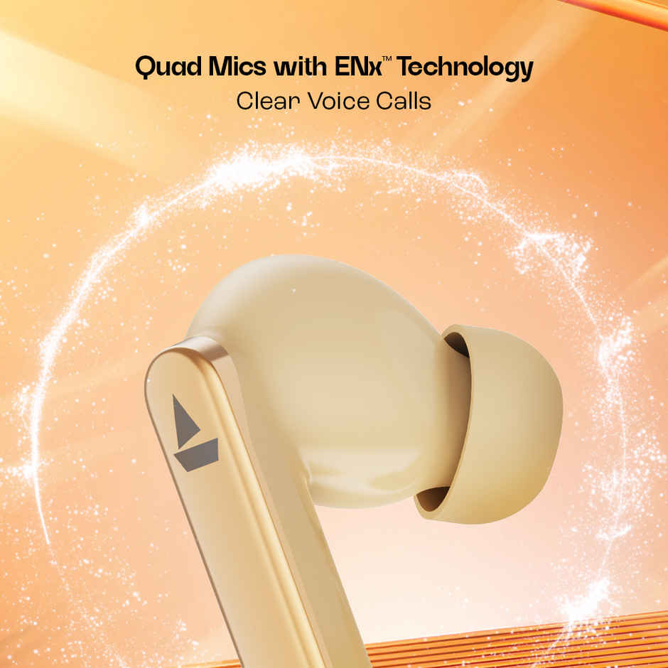 boAt Airdopes 301 TWS Earbuds W 75H Playtime, Quad Mics Enx Tech Beast Mode For Gaming Sunset Blush