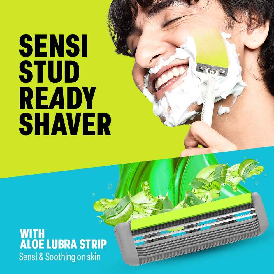 Bombay Shaving Company Disposable Razor for Men| Pack of 5 Razors | Aloe Lubra Strip | Sensi Stud