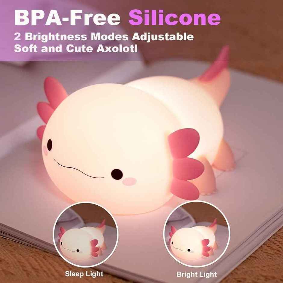 Hashwow Cute Silicone Axolotl Night Light Desk Lamp for Kids Bedroom | USB Rechargeable