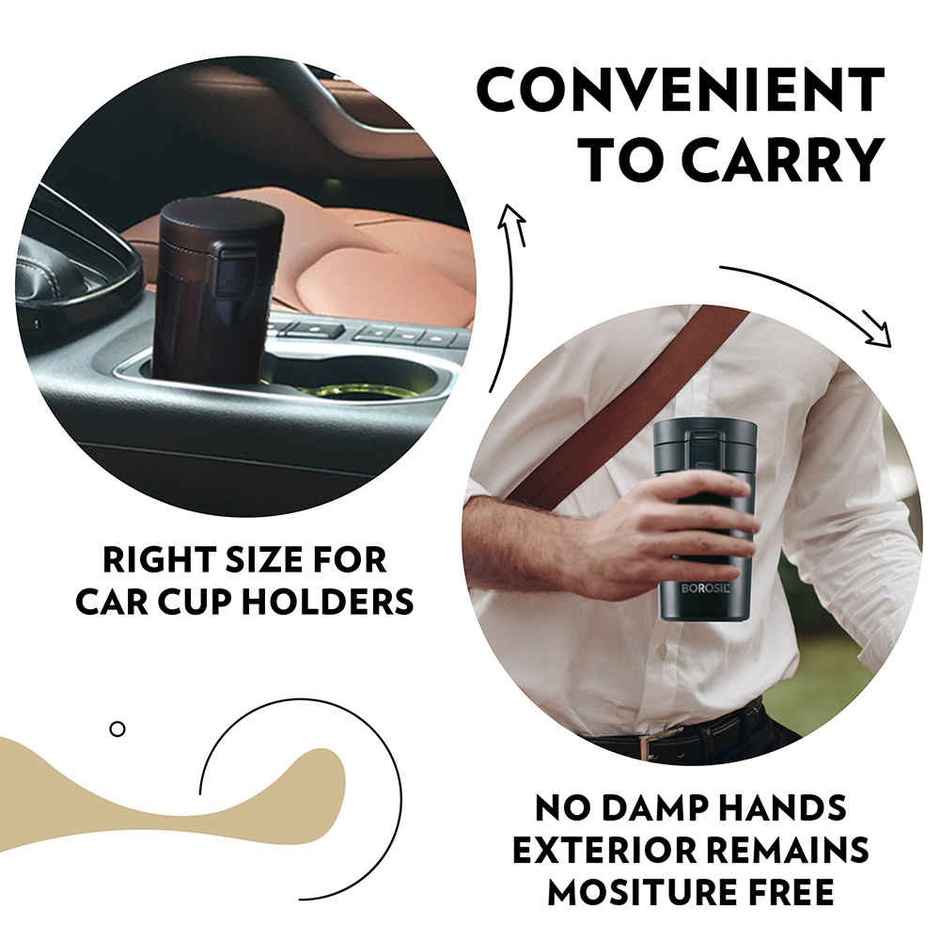 Borosil Coffeemate Double Wall Vacuum Insulated Stainless Steel Flask | 260 ml