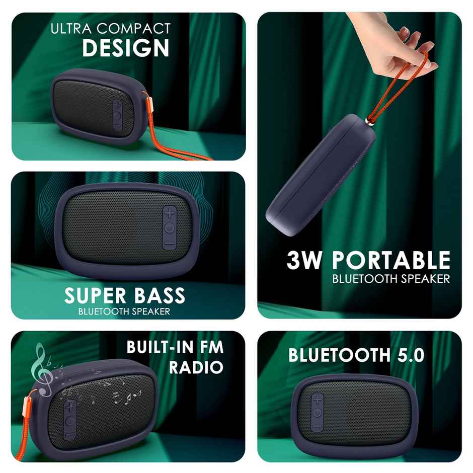 itel IBS21 3W Super Bass Bluetooth Speaker | FM | Compact Design | BT 5.0 | Blue