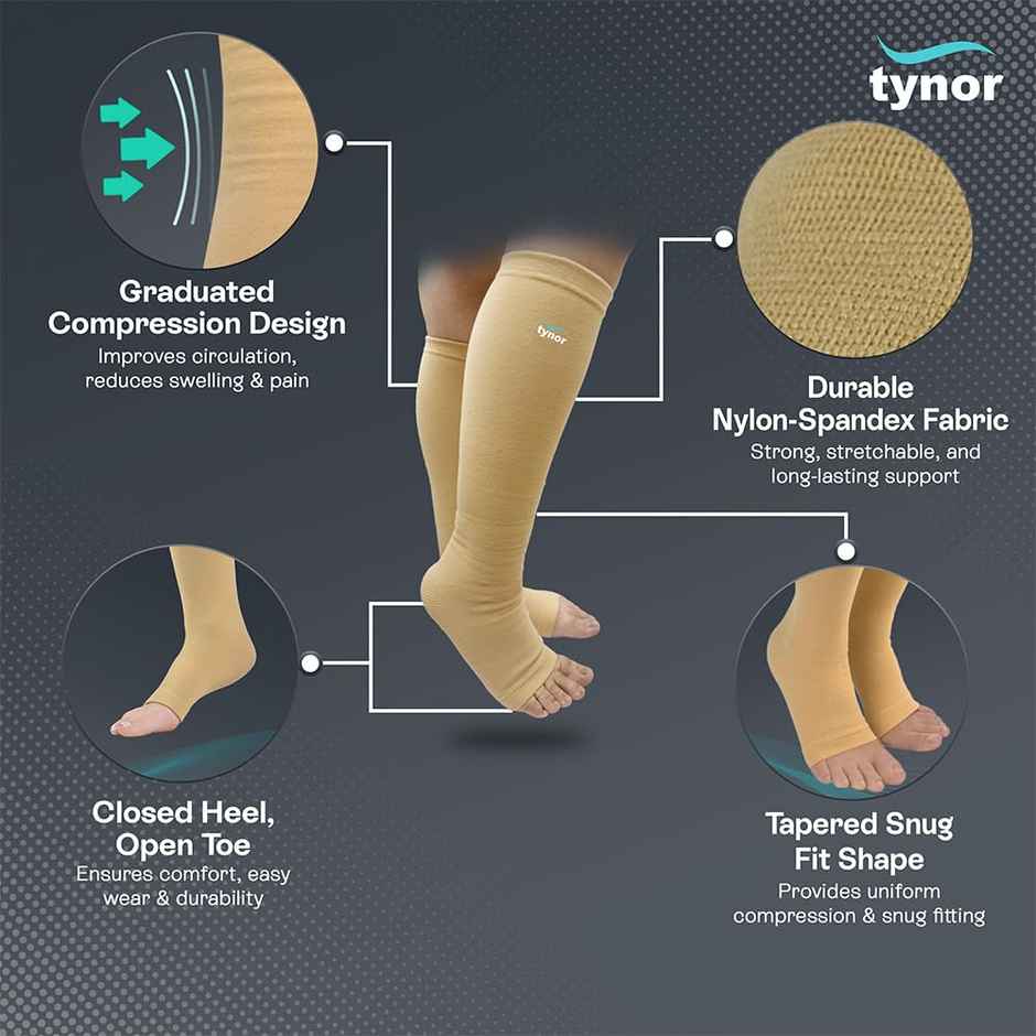 Tynor Compression Stocking Below Knee Classic Beige XL