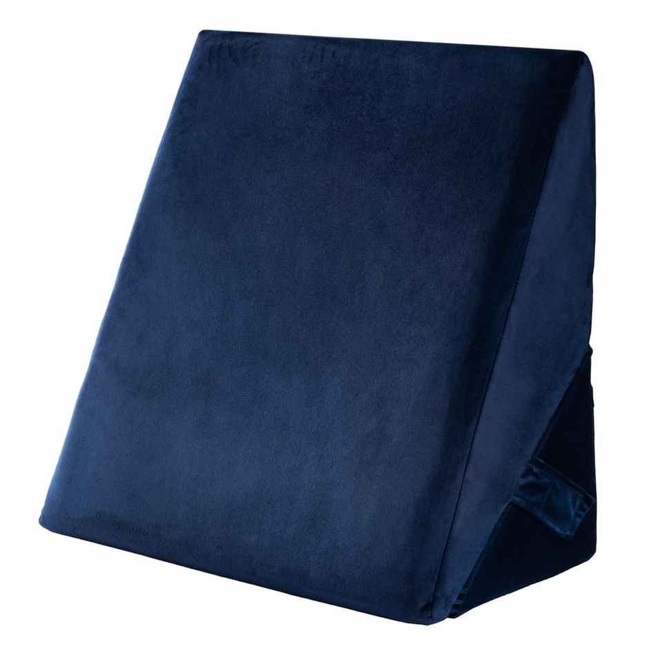 Wakefit Advanced Wedge Pillow Prevents Acid Reflux & Snoring Washable Velvet Cover | Dark Blue