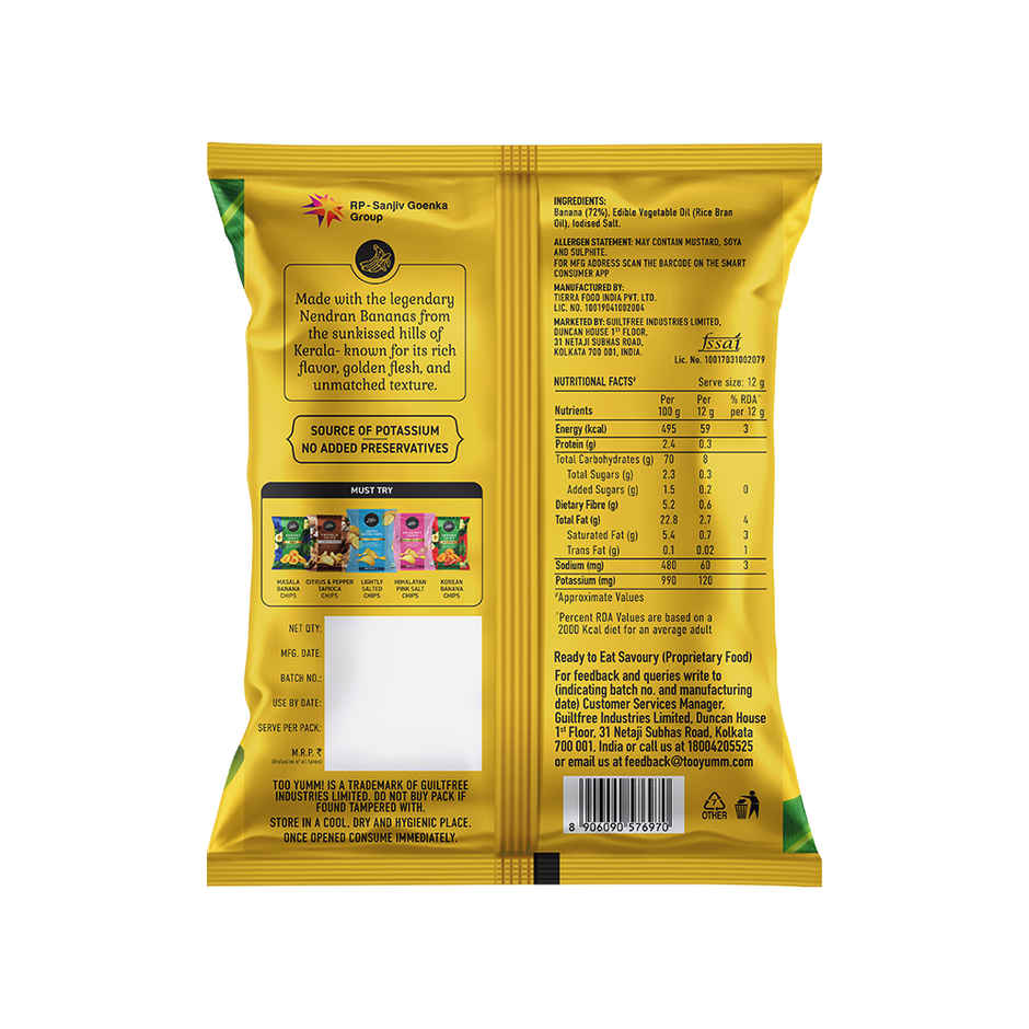 Too Yumm Classic Salted Banana Chips Made From Premium Nendran Bananas, No Palm Oil Healthy Snacks Combo