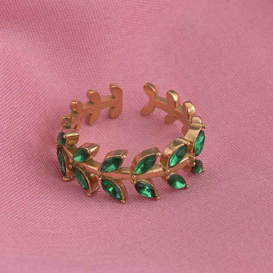 Palmonas Green Leaf Gold Ring