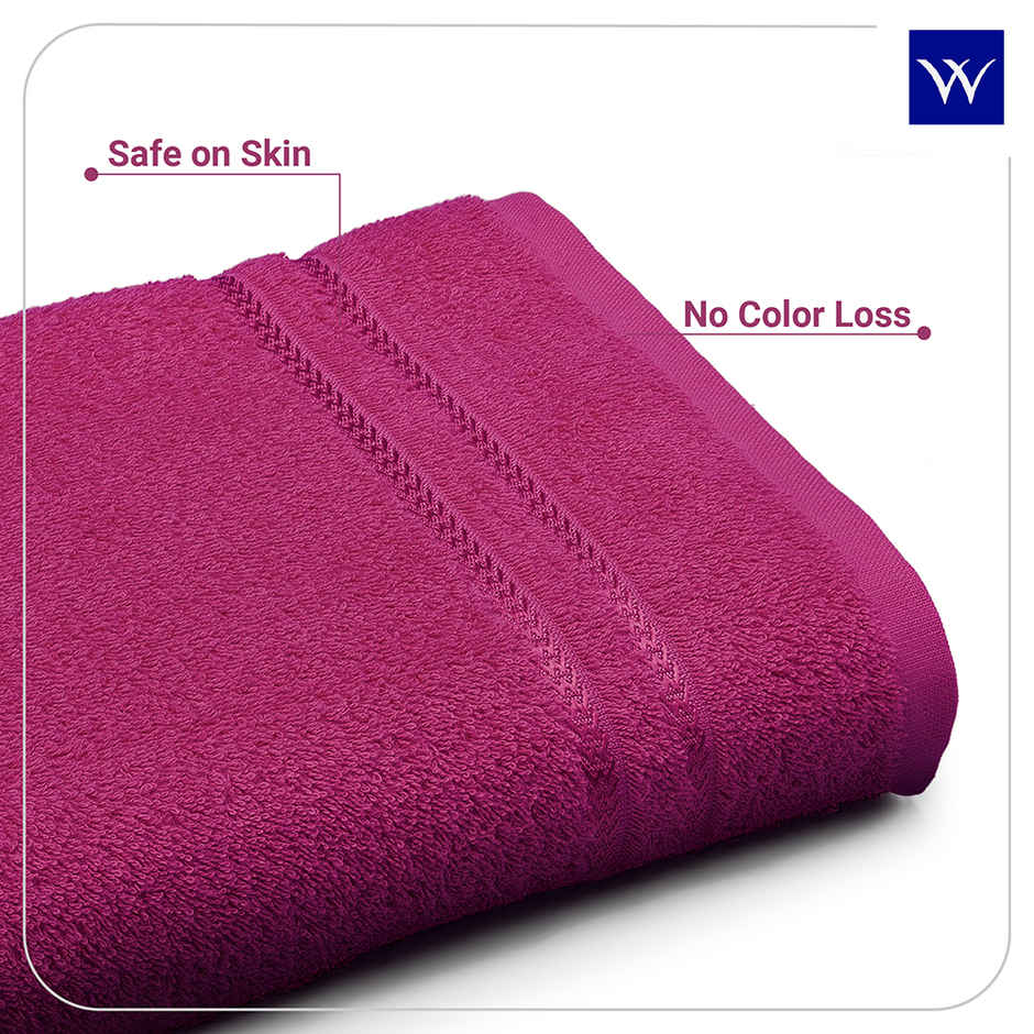 Welspun Large Quick Dry Cotton Lightweight Breathable Bath Towel | Dark Pink