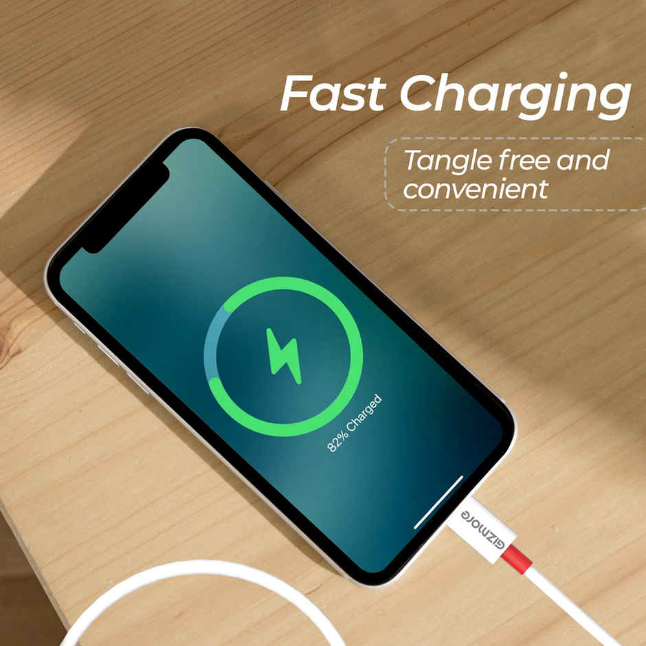 Gizmore WCC156 Type-C to Type-C 65W Fast Charging Cable, 480Mbps Data Transfer Speed, Compatible with Smartphones & All Type-C Devices - White