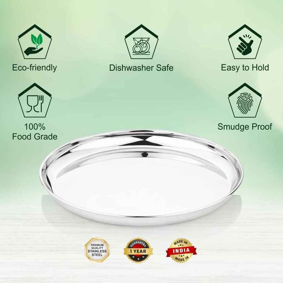 Steelera Stainless Steel Thali / Dinner Plate | Food Safe | 29 cm