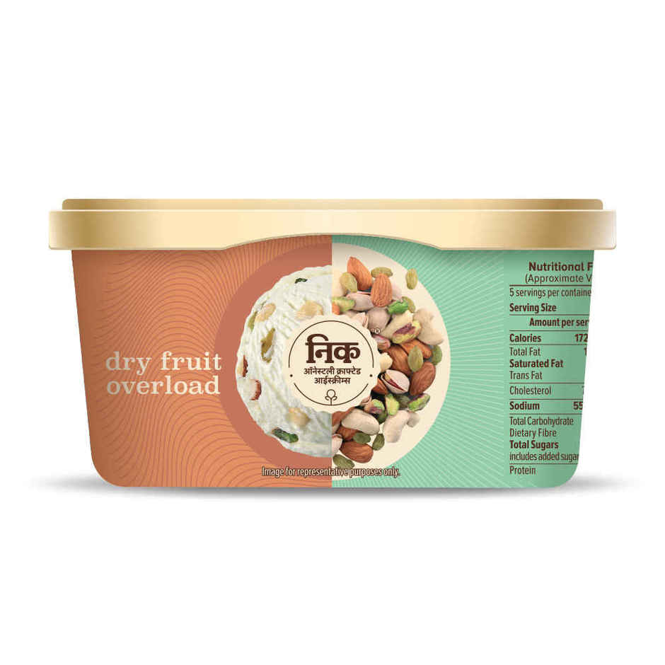 NIC Dry Fruit Overload Ice Cream Tub | Preservative Free | No Artificial Flavors