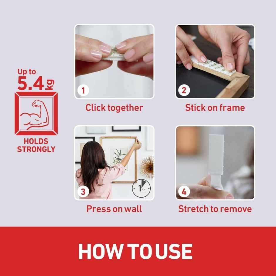 Command Picture Hanging Strips | Medium, Capacity | 5.4Kg