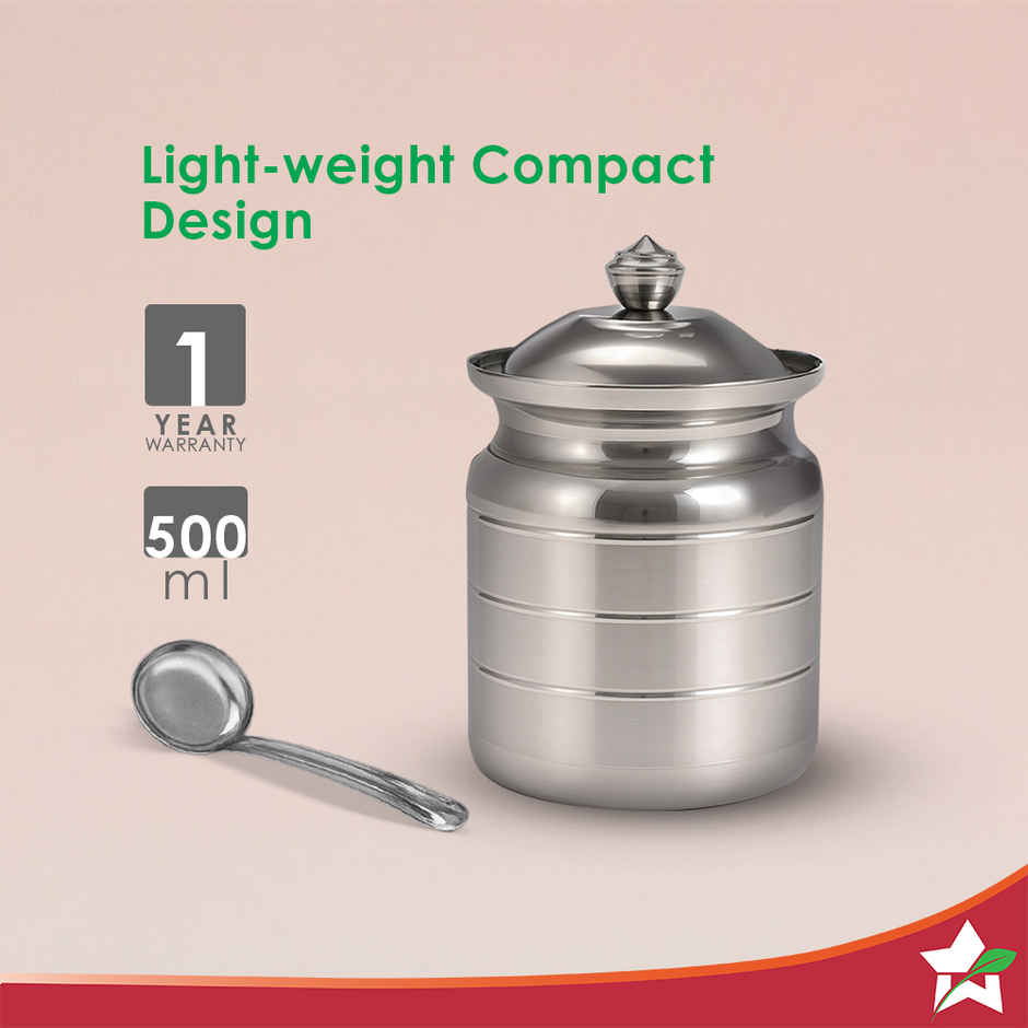 Wonderchef Ambrosia Ghee Pot 500ml with Lid & Spoon | SS