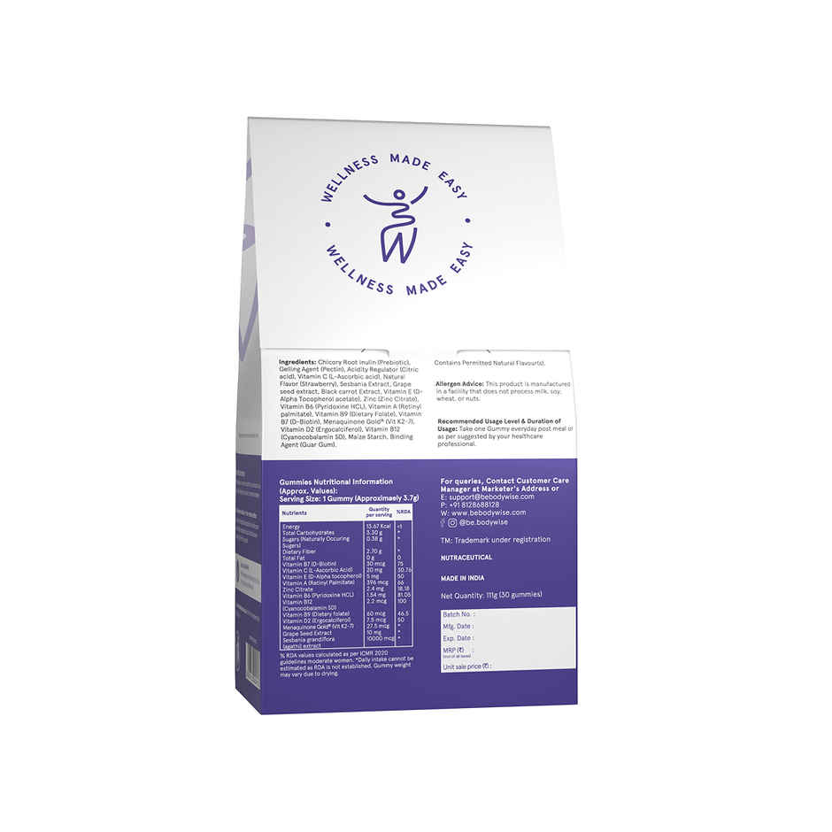 Be Bodywise 30 mcg Biotin Hair Gummies | Stronger Hair & Nails