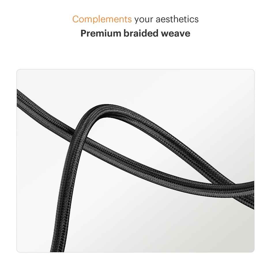 Noise Power Series 100W Braided Type-C to Type-C Cable, 1 Meter, Fast Charge | Type C Cable for iPhones 15 and Above, All Type C Androids Mobiles, Macbook, USB-C Laptops, other USB-C Devices - Black