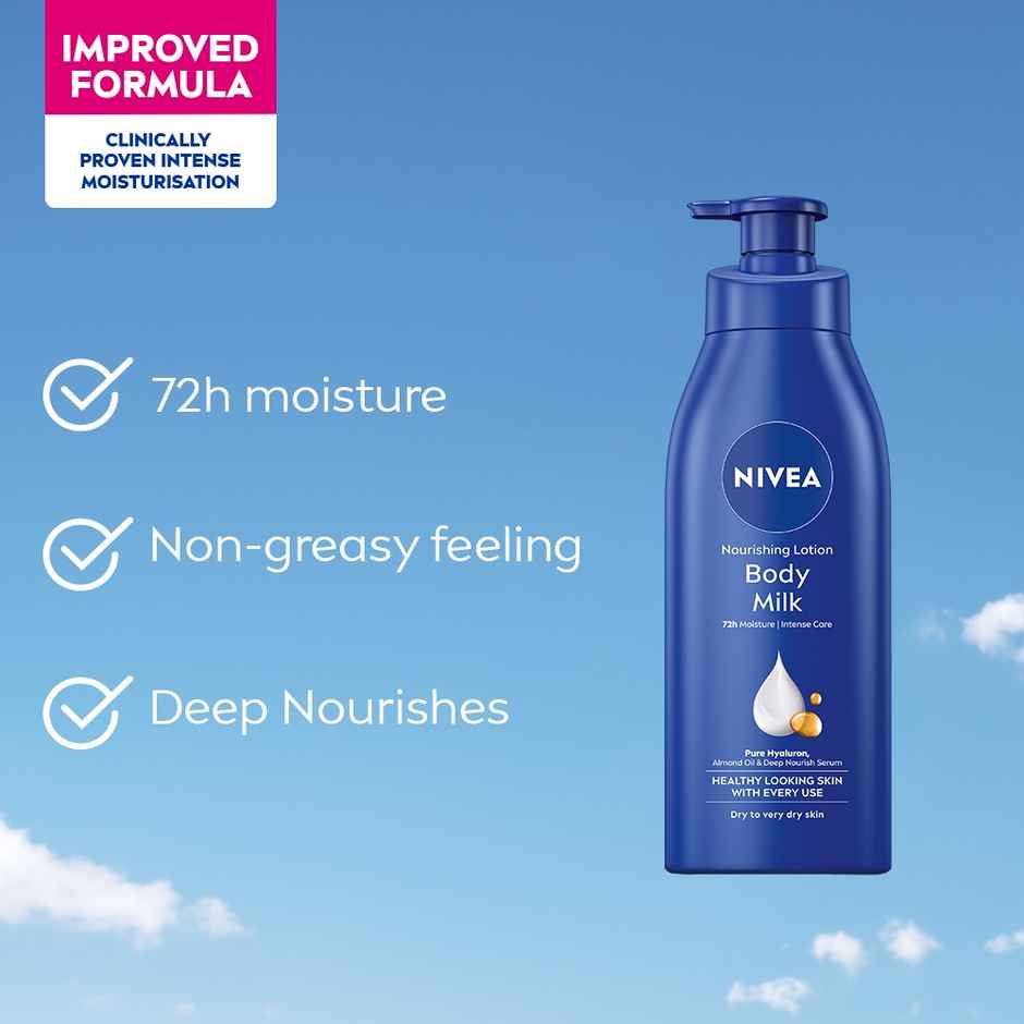 NIVEA Nourishing Body Lotion Body Milk|48 H Moisturization|2X Almond Oil|For Very Dry Skin