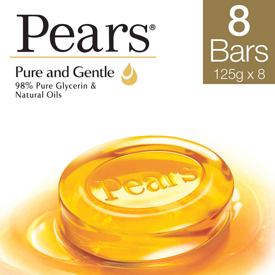 Pears Moisturising Bathing Bar Soap With Glycerine Pure & Gentle - For Golden Glow - (125G X 8)
