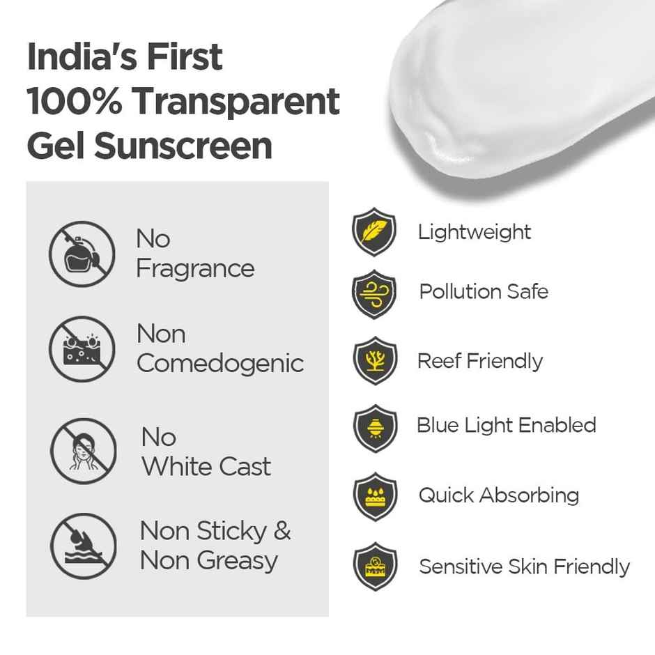 Sunscoop Invisible Gel Face Sunscreen SPF 50 PA+++ Broad Spectrum (Uva &Uvb) & Primer Like Finish
