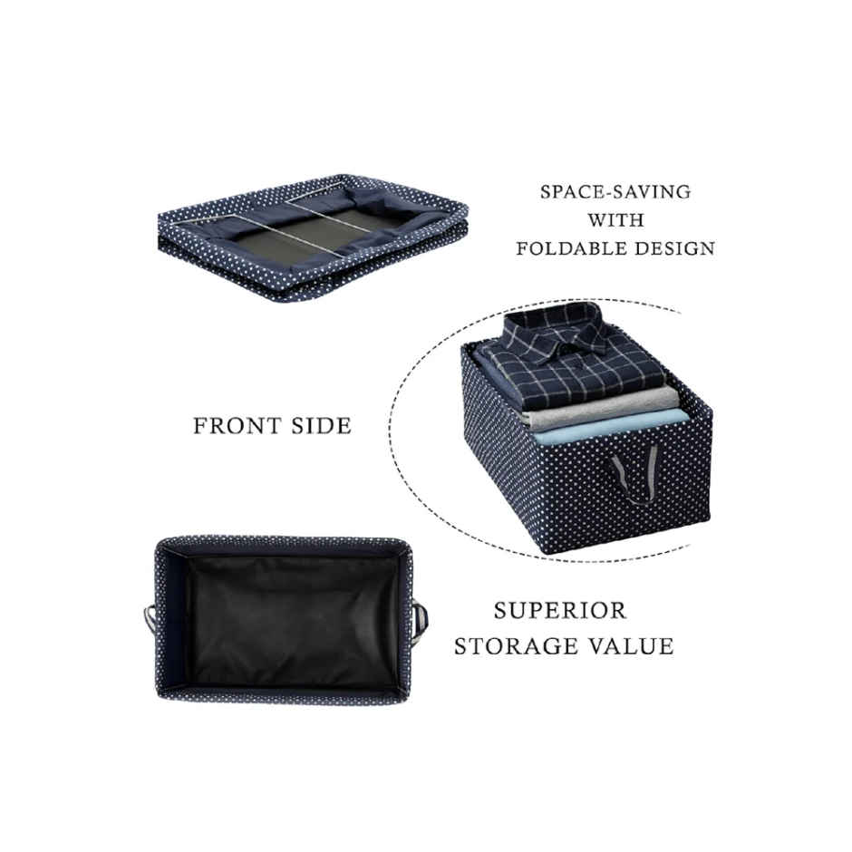 Zedak Metal Frame Fabric Foldable Cloth Organizer | Blue & White