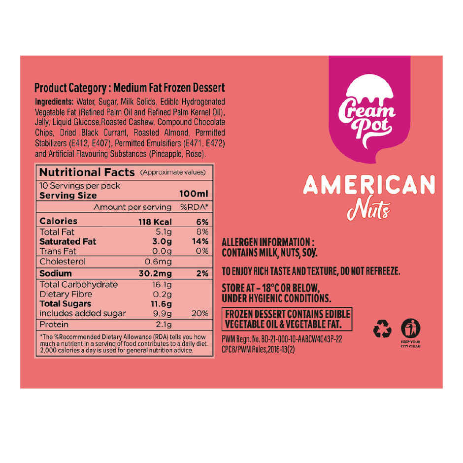 Cream Pot American Nuts Tub | Frozen Dessert Tub