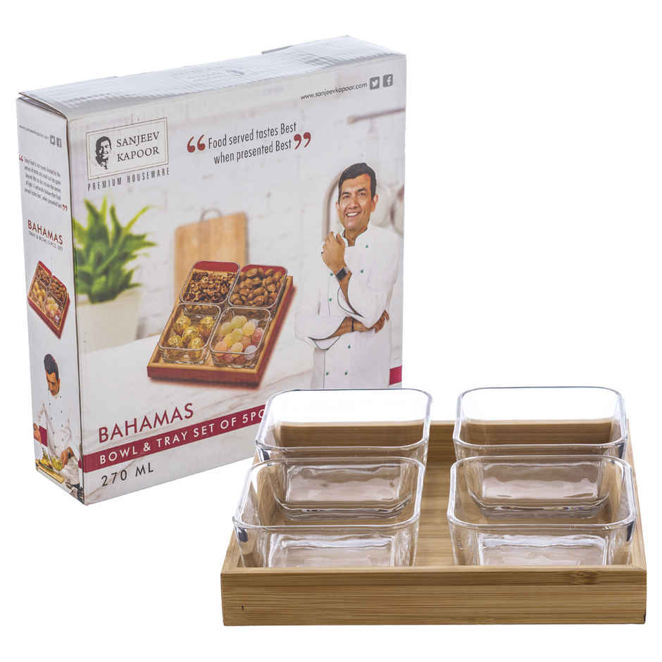 Sanjeev Kapoor Bahamas Bowl & Tray Set 4X270 ml - Set Of 5 Pcs