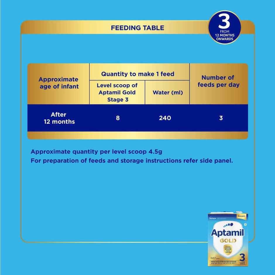 Aptamil Gold 3 Follow up Infant Formula Powder | Stage 3 | After 12 months