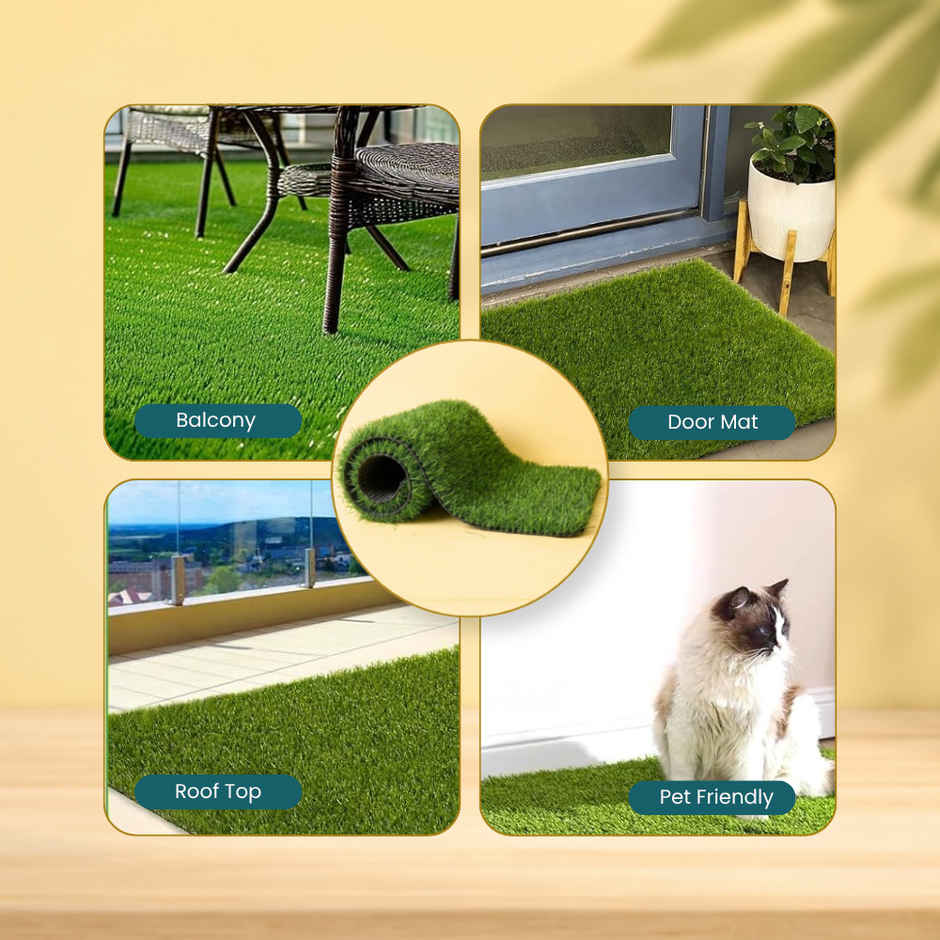 Zamia Artificial Grass | 35 mm Dual Layer Lawn & Balcony Mat | 2x4 ft | By Nurturing Green