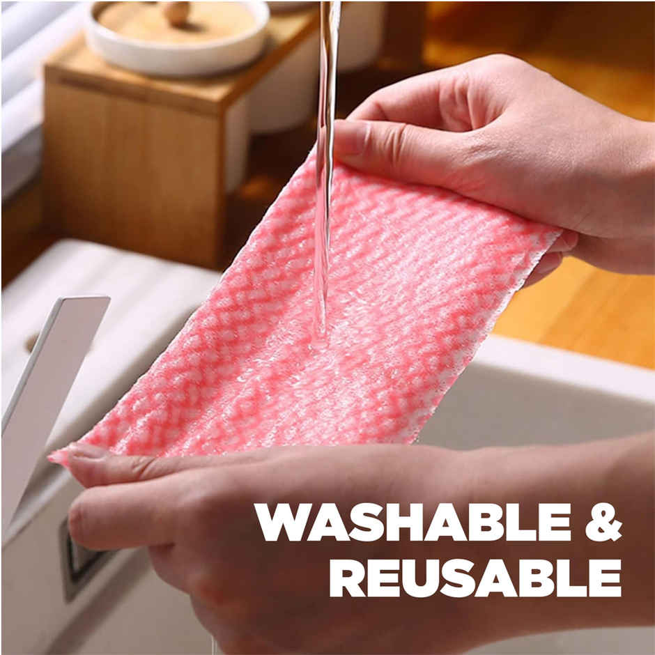 EZEE Non Woven Reusable Kitchen Towel Roll | 80 Pulls Per Roll | Pack of 2 | Assorted