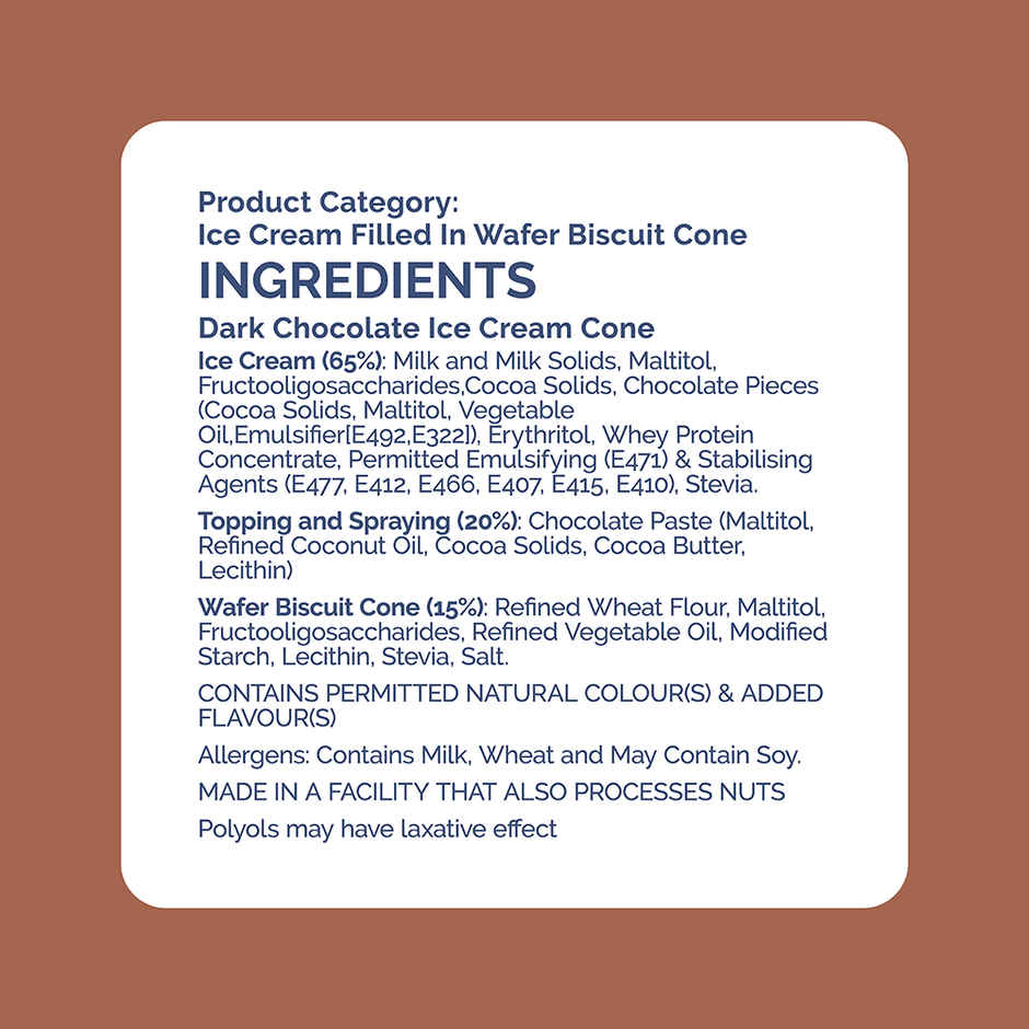 Get-A-Way Dark Chocolate Ice Cream Cone | Zero Added Sugar