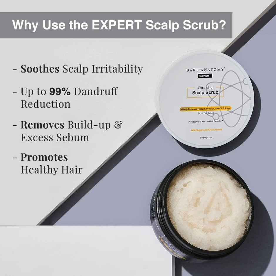 Bare Anatomy Scalp Scrub With Natural Ahas Coconut & Sugar Get Up To 99% Dandruff Reduction