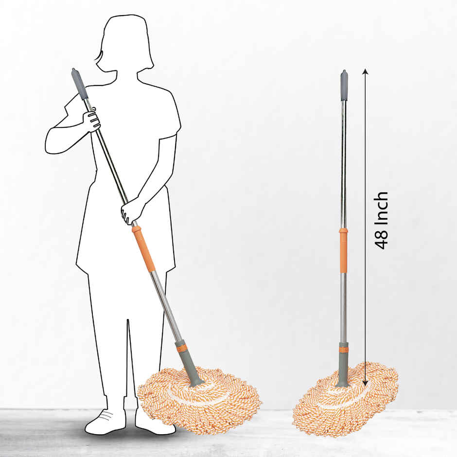 Chakaachak Microfiber Twist Mop With Stainless Steel Telescopic Handle