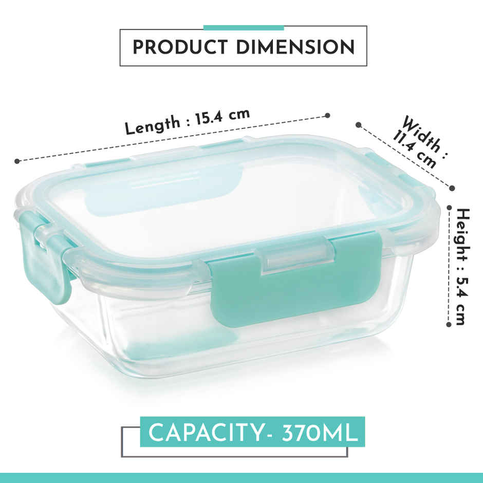 Magnus Glock 370 ml Rectangle Green Borosilicate Glass Container With Detachable Lock