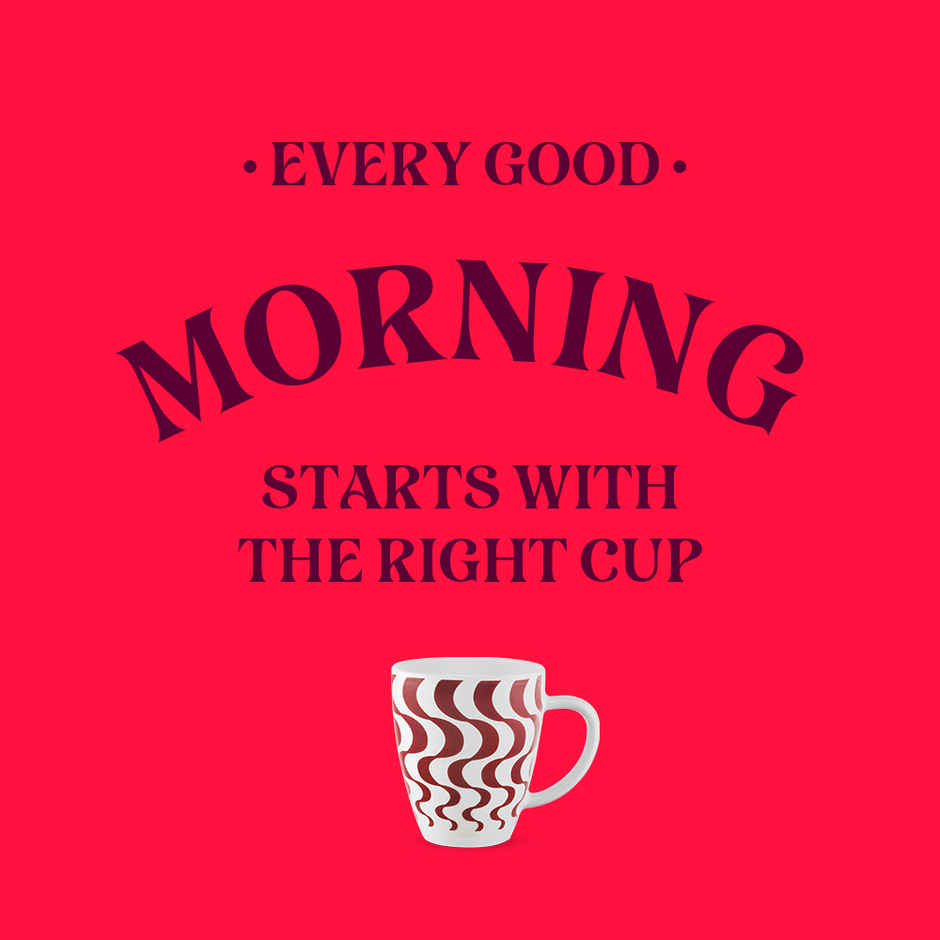 Larah By Borosil Waves Brown Opalware Tea/Coffee Mugs Set, 390Ml Each, Microwave & Dishwasher Safe