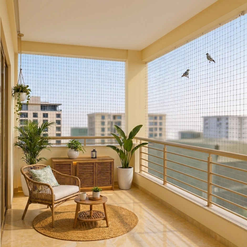 Nurturing Green Anti Bird Net | White Mesh Pigeon Net | Protection for Home, Balcony - 8 x 10 ft