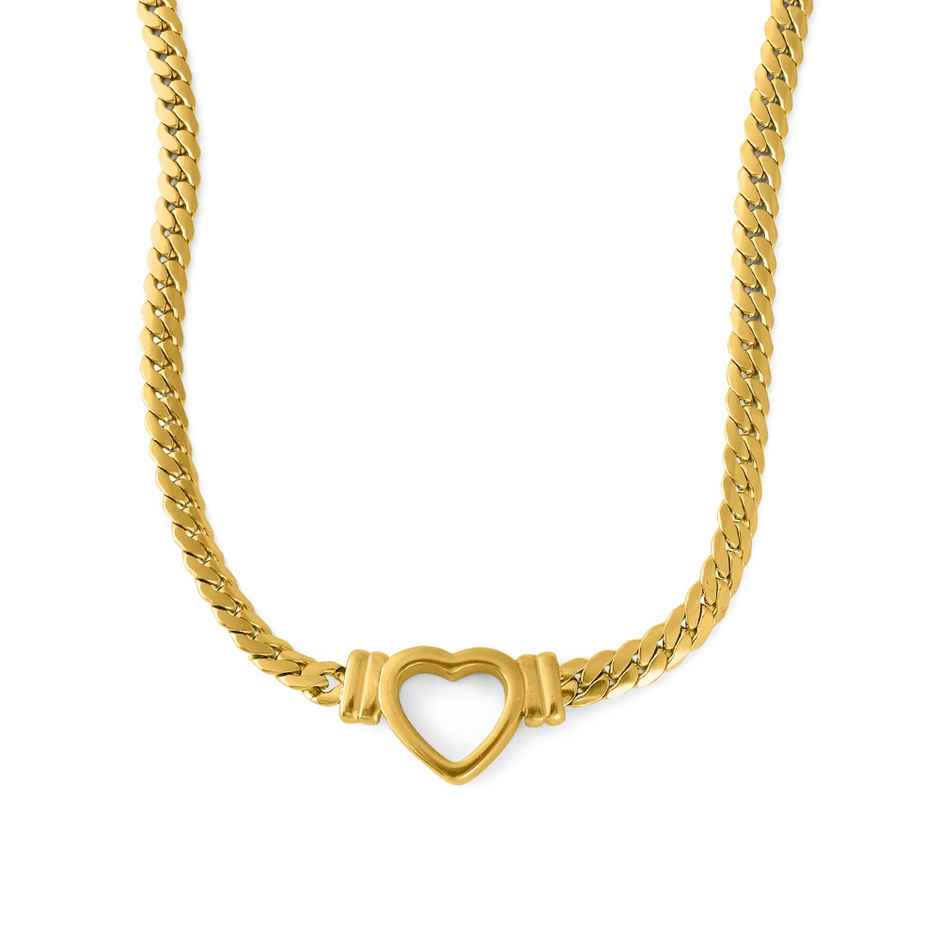 Palmonas Cuban Chain Hollow Heart Necklace