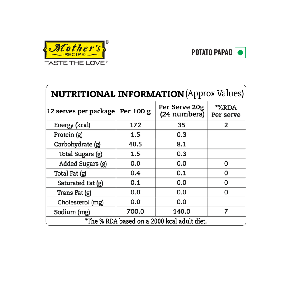 Mother's Recipe Potato Papad