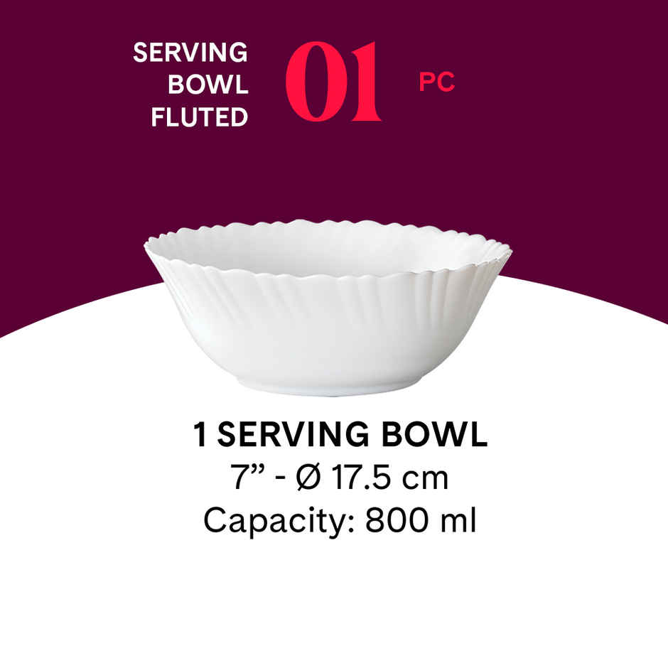Larah By Borosil Opalware Serving Bowl | 1.24 L