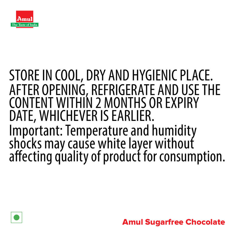 Amul Sugar Free Dark Chocolate | Guilt-Free Indulgence