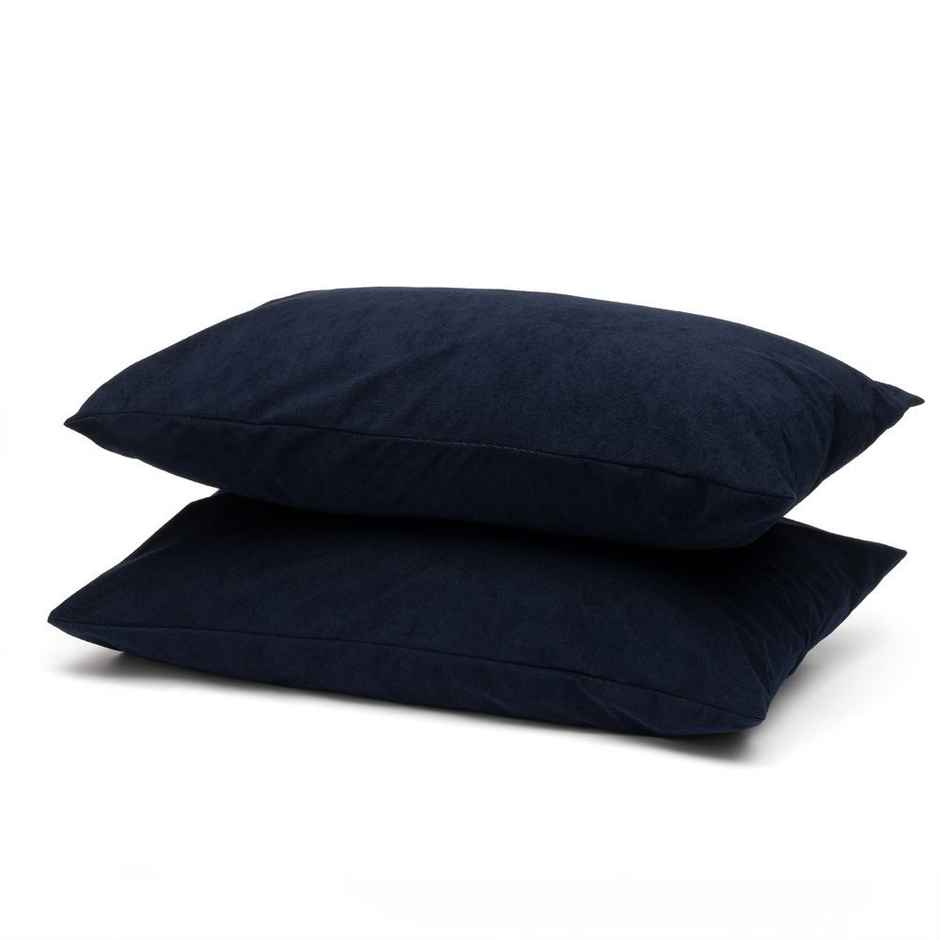 Wakefit Waterproof Pillow Protector | 28x18 in | Terry Cotton | Set of 2 | Navy | Zipper Closure
