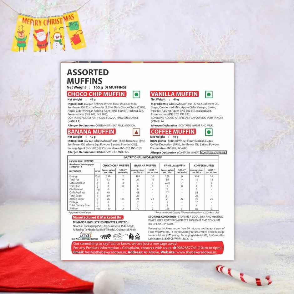 The Baker's Dozen Assorted Muffins | Chocochip Muffin | Vanilla Muffin | Banana Muffin | Cup Cakes