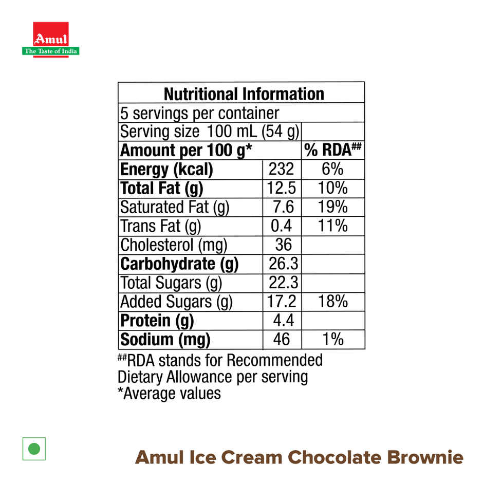 Amul Chocolate Brownie Icecream Tub
