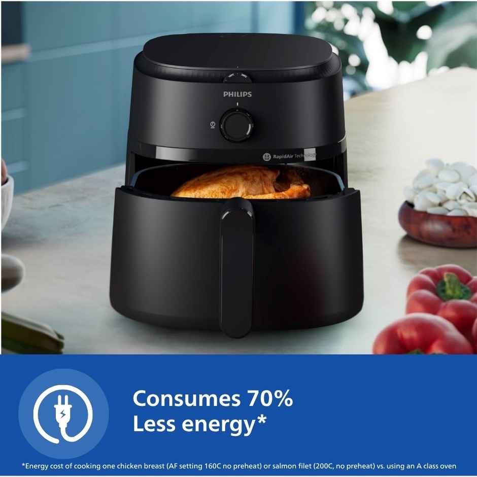 Philips  Air Fryer NA130/00, 1700W, 6.2 Liter, uses up to 90% less fat, with Rapid Air Technology (Black)