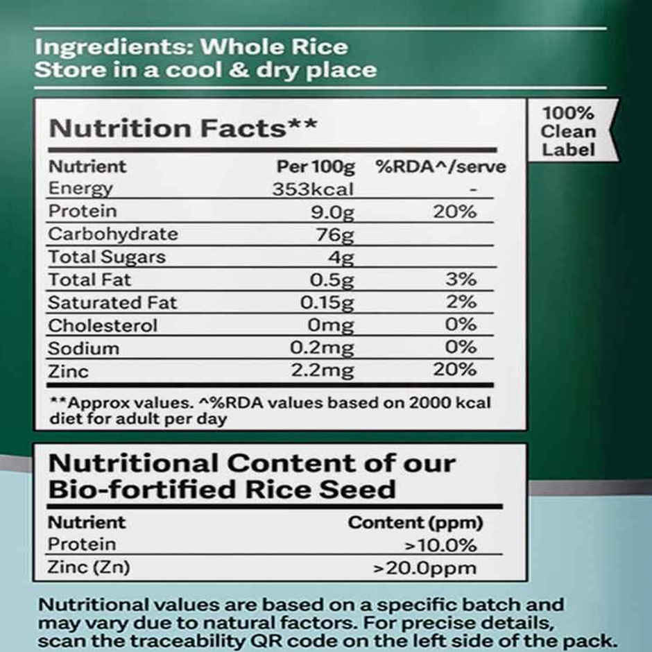 Better Nutrition Biofortified Low Gi Rice | High Protein | Rich In Zinc