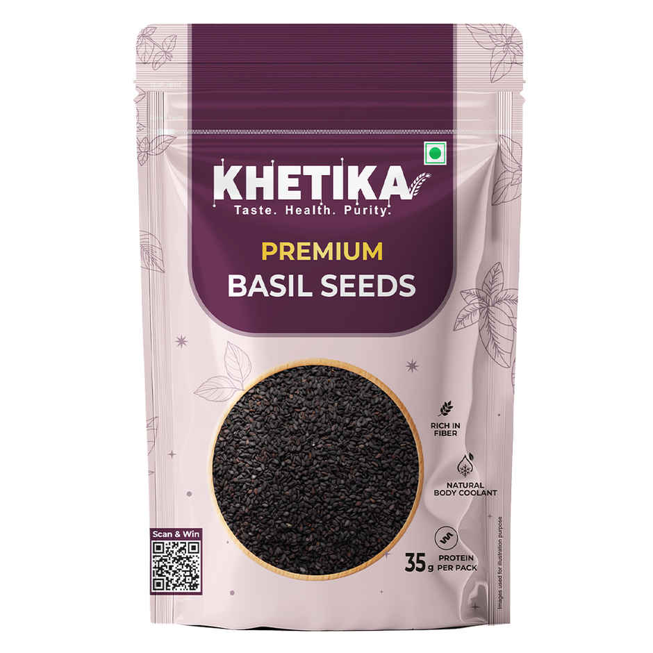 Khetika Basil Seeds | Sabja Seeds | High Fibre | Cooling Superfood |