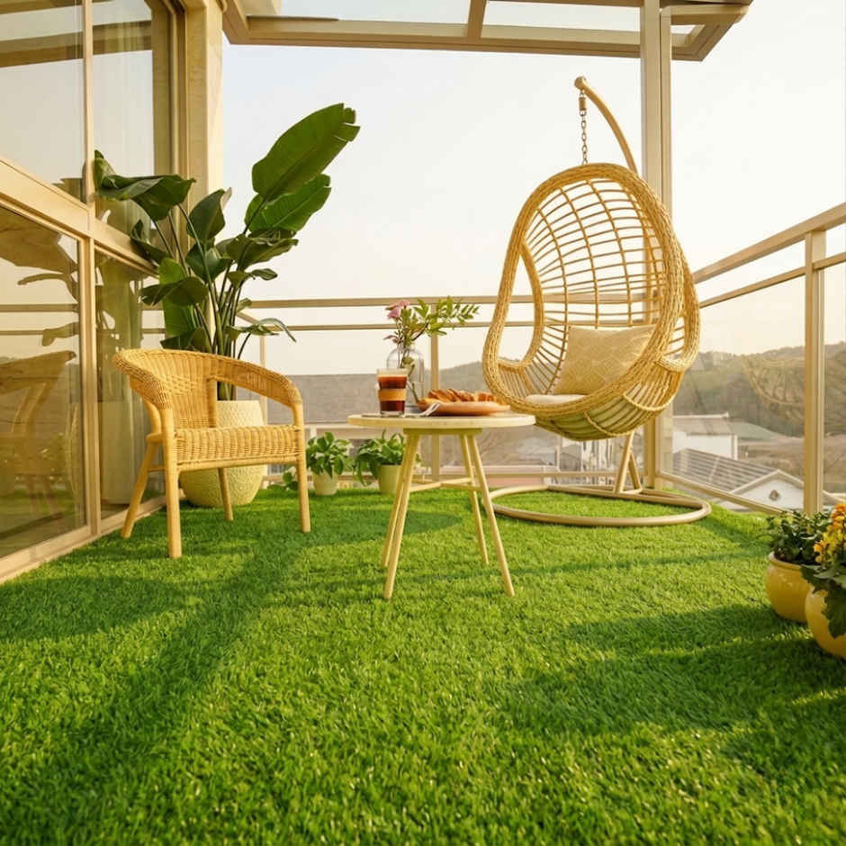 Zamia Artificial Grass | 35 mm Dual Layer Lawn & Balcony Mat | 2x4 ft | By Nurturing Green