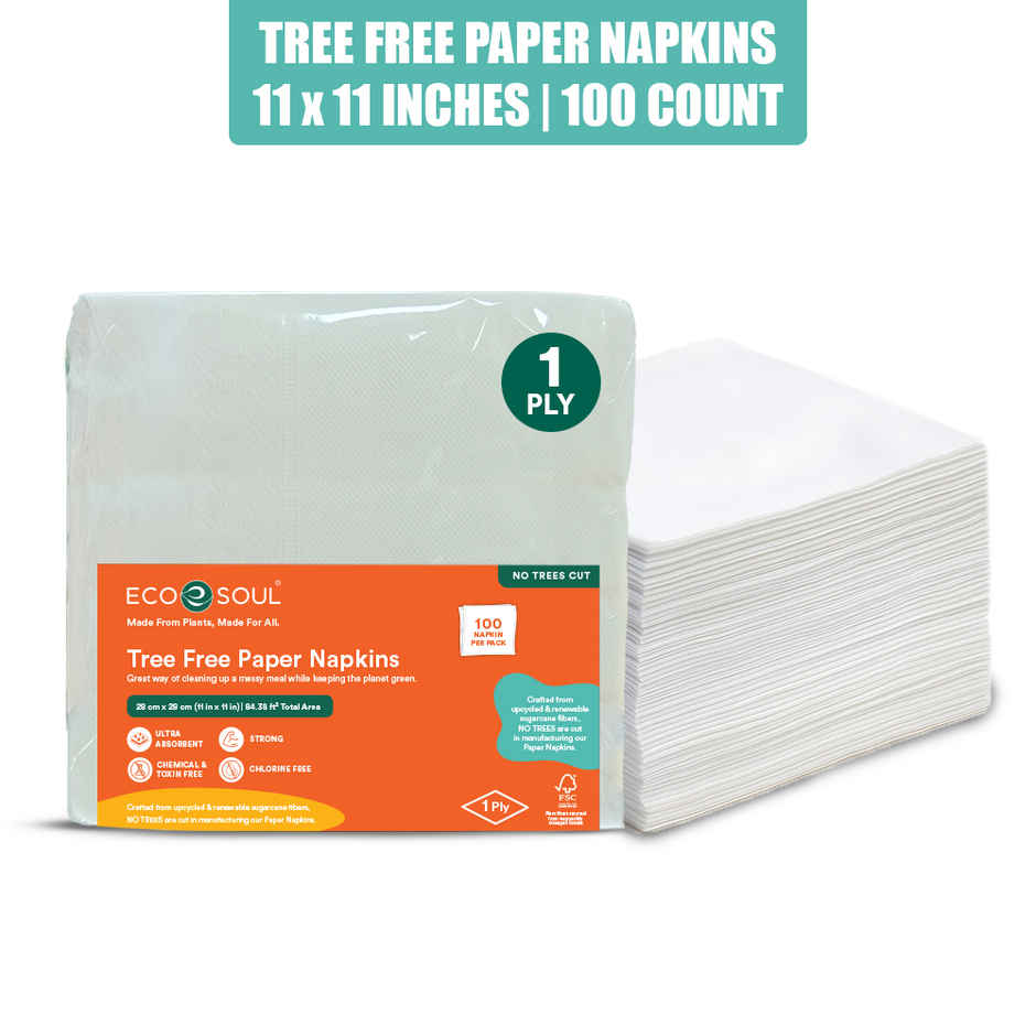 Eco Soul Disposable Paper Napkin/Tissues | 1 Ply | 100 Sheet