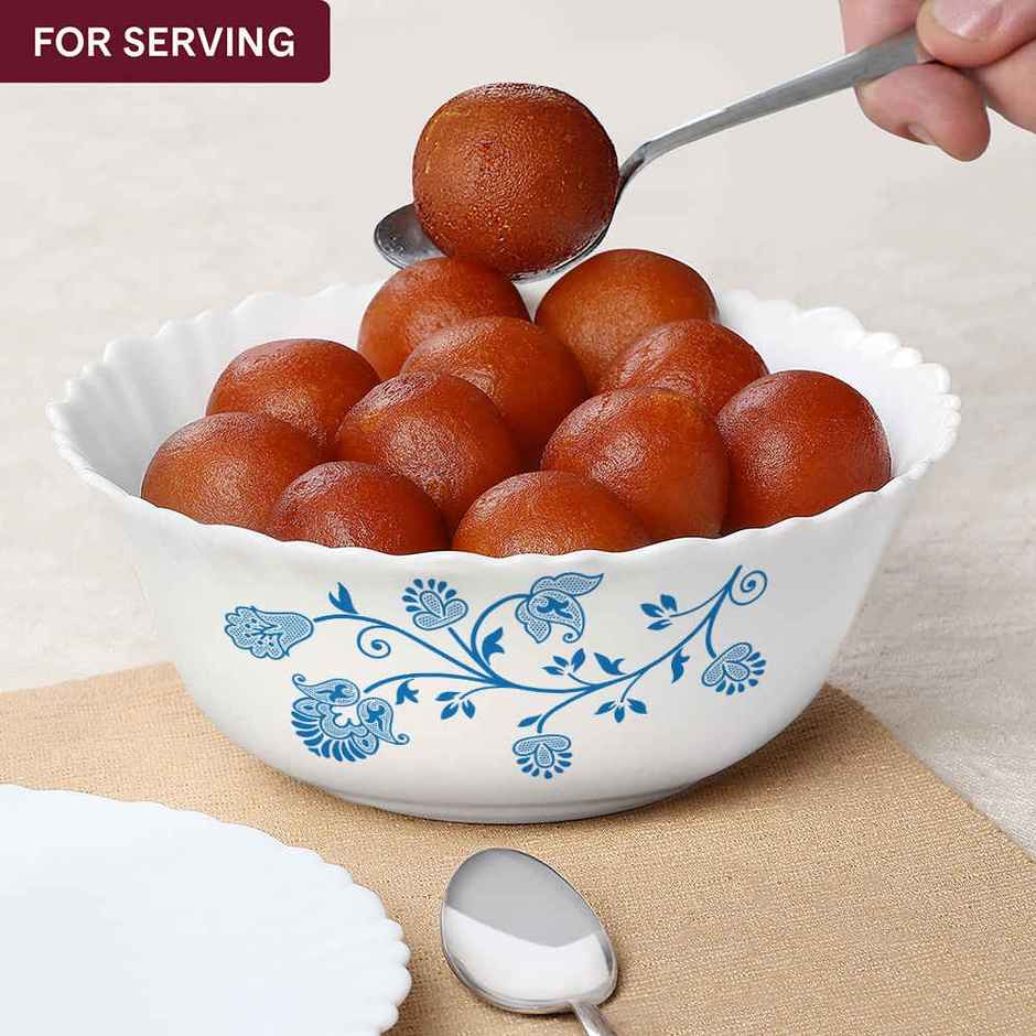 Larah by Borosil Azure Pudding Set | Opalware Crockery for Dining & Gifting Bowl Set