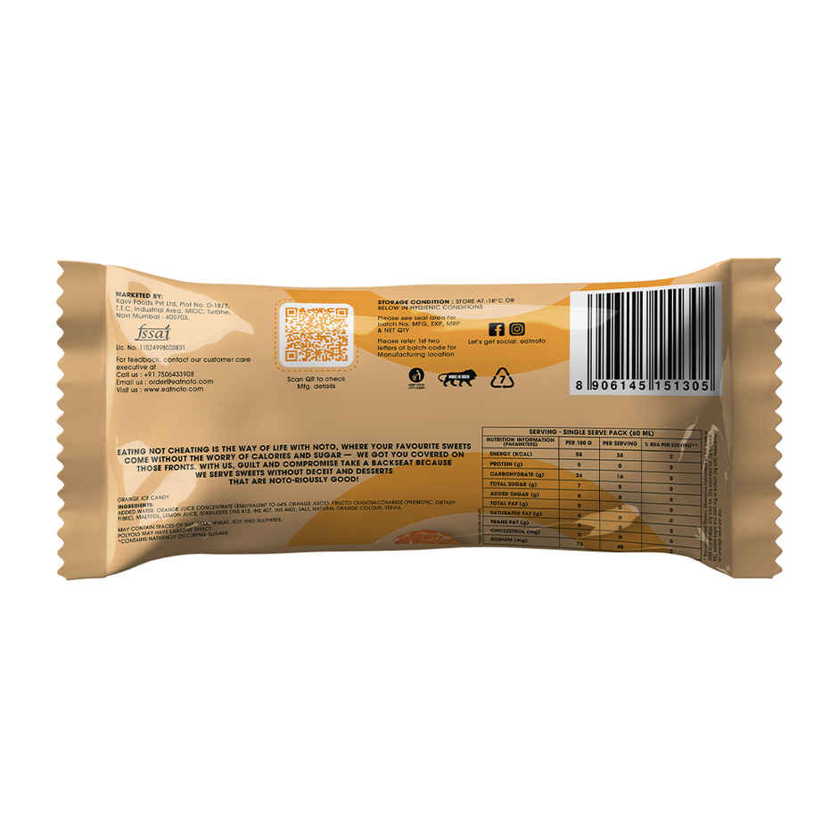 NOTO Orange Sugar Free, Guilt Free Popsicle