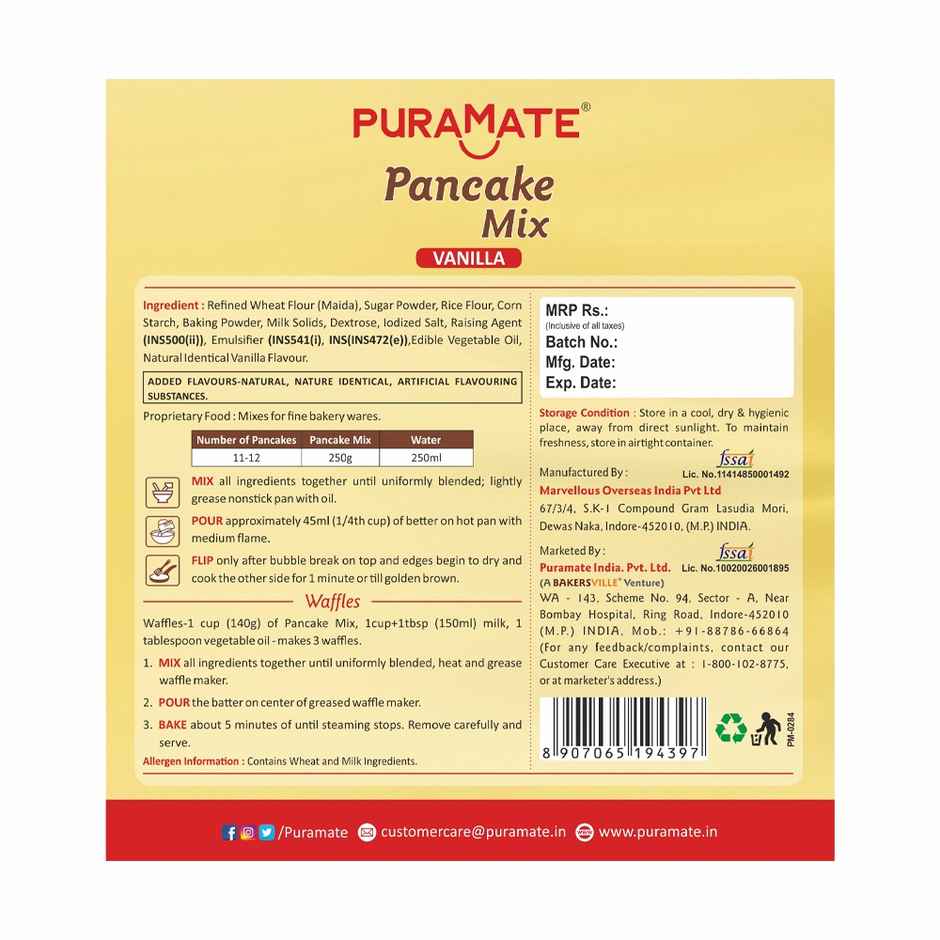 Puramate Pancake Mix Vanilla | Easy & Fluffy Pancakes